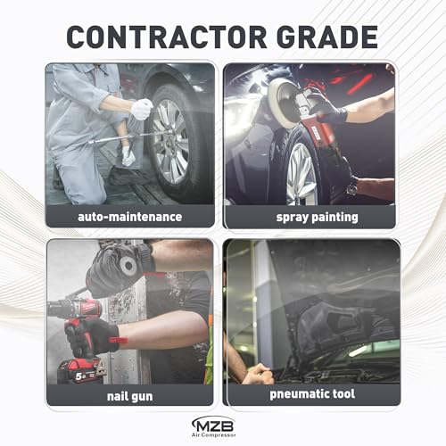 MZB 2.4 Gallon Ultra Quiet Air Compressor 110V/60Hz 1.2HP 5.65CFM, MAX 115PSI Steel Tanks Oil-Free 70dB Noise Level Air Compressor for Spray Painting, Auto Repair, Carpentry Decoration - size: MZB-850H-9