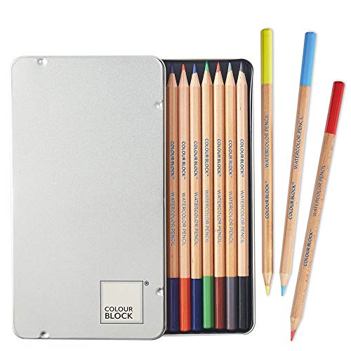 COLOUR BLOCK 12 Color, Watercolor Pencils,Art Supplies,Professionals- Hexagonal Handles and Quality Lead, Drawing Pencils Ideal for Details,Aluminum Box