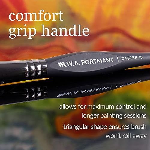 WA Portman Dagger Watercolor Paint Brush 4pc Set, Triangular Grip Brushes - color: Dagger