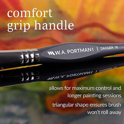 WA Portman Dagger Watercolor Paint Brush 4pc Set, Triangular Grip Brushes - color: Dagger