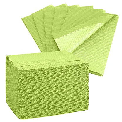 Disposable Dental Bibs 13"x18" (125 Pack) - 3 Ply Waterproof Tattoo Bib Sheet for Patients - Dentist or Medical Tray Cover and Nail Table Cover Supplies, Lime Green - color: Lime Green