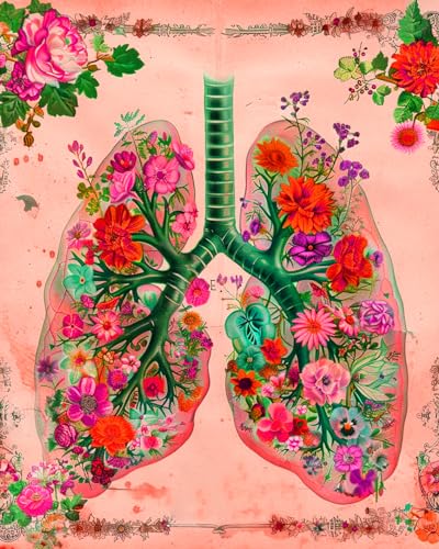 Aihonmin Vintage Lung Anatom Paint by Number for Adults, Medical Wall Decor, Unique Gift for Nurse Doctor Respiratory Therapist, Clinic Bedroom Wellness Without Framed Room 16x20 inch - color: Organs-04, size: 16''x20''(Frameless)