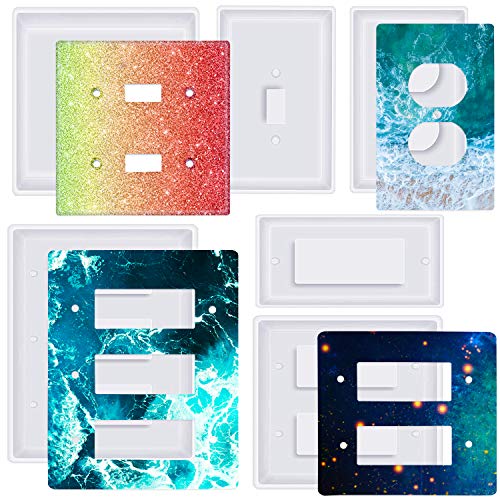Light Switch Cover Resin Molds Switch Plate Covers Silicone Mold | 6 Pcs Standard Switch Socket Panel Epoxy Molds for Resin Casting DIY Switch Covers Crafts Home Decor