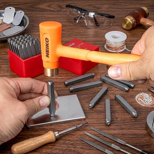 NEIKO 02633A Number and Letter Punch Set with Heat-Treated Steel Punches, Imprinting & Arts and Crafts, 3/16" (5 MM) Shaft, 36 Pc Stamp Set, Uppercase Letter & Number Punch Set (A-Z / 0-8 / "&") - size: 5mm - 3/16"