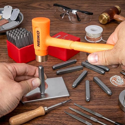 NEIKO 02633A Number and Letter Punch Set with Heat-Treated Steel Punches, Imprinting & Arts and Crafts, 3/16" (5 MM) Shaft, 36 Pc Stamp Set, Uppercase Letter & Number Punch Set (A-Z / 0-8 / "&") - size: 5mm - 3/16"