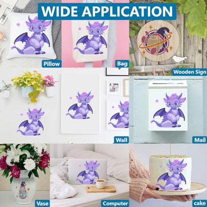 MAYJOYDIY 4pcs Layered Dragon Stencils 11.8×11.8inch Large Cartoon Dragon Stencil with Paint Brush Reusable Cute Little Animal Stencil for Craft Windows Wood Wall Tile Canvas Fabric Floor - color: Layered Dragon