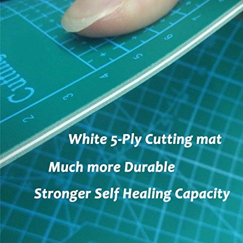 Green Self Healing Cutting Mat 5-ply Durable Double Sided Mat Set with Sharp Precision Cutters Non-Slip Rotary 9x12 inches Cutting Mat for Home Office Quilting Sewing Art Graphic Projects