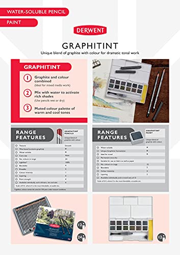 Derwent Graphitint Pencils, Metal Tin, 24 Count (0700803) - size: 1 Count (Pack of 24)