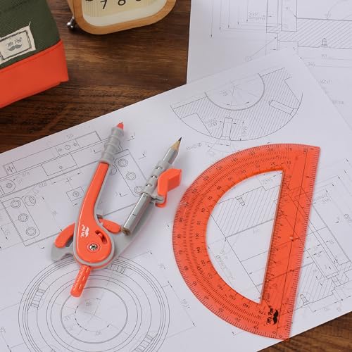 Mr. Pen- Geometry Compass and Protractor Set, 6 Inch Compass - color: Red, size: 1 Set