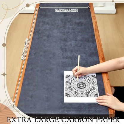Dinifee 5 Sheets Large Carbon Paper for Tracing 20.3 x 47 Inch Graphite Transfer Paper Waxed Carbon Transfer Sheet for Wood, Canvas, Woodworking Patterns, Fabric, Sketch Drawing, Black - size: 20.3 x 47 Inch