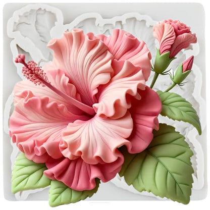 Hibiscus Flower Polymer Clay Molds Hibiscus Silicone Mold - color: Style D
