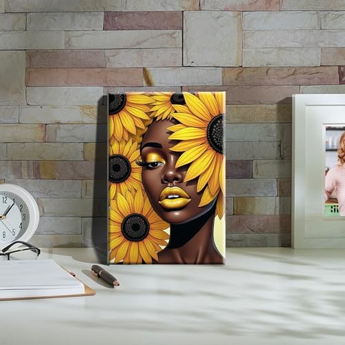 HeeBenor Framed Paint by Numbers Kit for Adults, Black Women, 8x12 Inch - color: Black Women 045