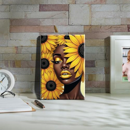 HeeBenor Framed Paint by Numbers Kit for Adults, Black Women, 8x12 Inch - color: Black Women 045
