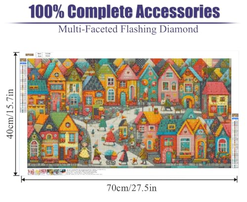 COHAYISY 5D Diamond Art Painting European Town Kit - DIY Paint with Diamond Art Abstract Round Full Drill Craft, Home Decor Embroidery Set with Canvas, Tools, Sparkling Diamonds 15.7x27.5 inch - color: 26-78 5D European Town