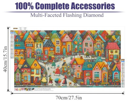 COHAYISY 5D Diamond Art Painting European Town Kit - DIY Paint with Diamond Art Abstract Round Full Drill Craft, Home Decor Embroidery Set with Canvas, Tools, Sparkling Diamonds 15.7x27.5 inch - color: 26-78 5D European Town