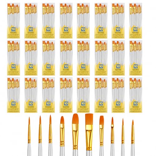 Acrylic Paint Brushes Set, 240Pcs Round Pointed Tip Artist Paintbrushes for Acrylic Painting Oil Watercolor Canvas Boards Rock Body Face Nail Art, Halloween Pumpkin Ceramic Crafts Supplies，White - color: White, size: 24 Pack
