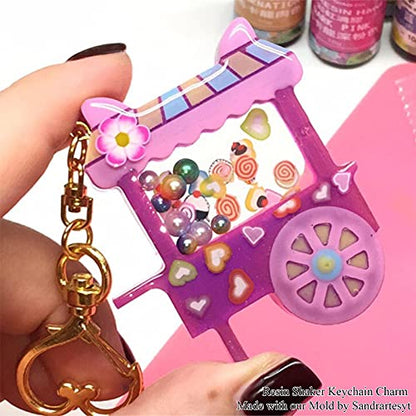 FUNSHOWCASE Resin Shaker Molds Set Charms Pendant Jewelry Making Supplies 9 Silicone Trays with 5 Clear Seal Films - color: Charms Pendant Craft 14-Pack