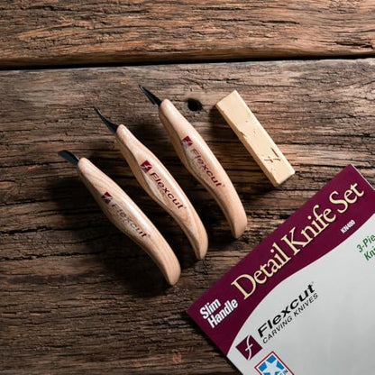 Flexcut Wood Carving Set | Detail Knife Set, with Mini-Pelican, Carving, and Detail Knife | 1095 High Carbon Steel Blades | KN400 | Made in the U.S.A - style: Detail Knife Set