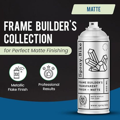 Spray.Bike Frame Builder's Transparent Finish - Clear Matte | Protective Matte Clear Spray Paint for Steel, Aluminum & Carbon | Acrylic Top Coat for Bike Painting | Weatherproof Finishing Coat, 400ml - color: Clear - Matte Finish
