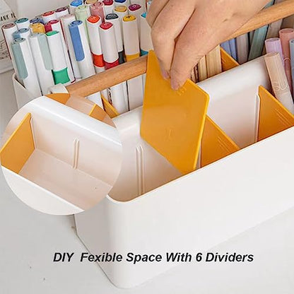 Art Supply Caddy Organizer with Handle,Teacher Tool Storage with Divider - color: Yellow Divider