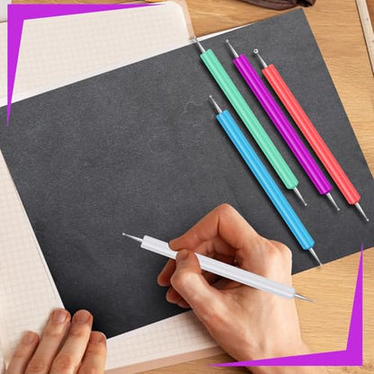 Ashmacdo 20 Pcs Dotting Tools for Painting,Ball Embossing Tool Tracing Stylus for Transfer Paper Drawing Nail Art - color: white light green sky blue pink purple