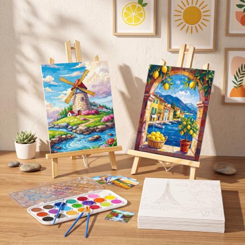 Sherr 12 Pcs Pre Drawn Canvas for Adults,Natural Scenery,8 x 10 Inch | Pre Printed Canvas, Sip and Paint Party Canvas Painting Kit, for Holiday Painting Crafts Favor - size: 8 x 10 Inch, style: Natural Scenery,