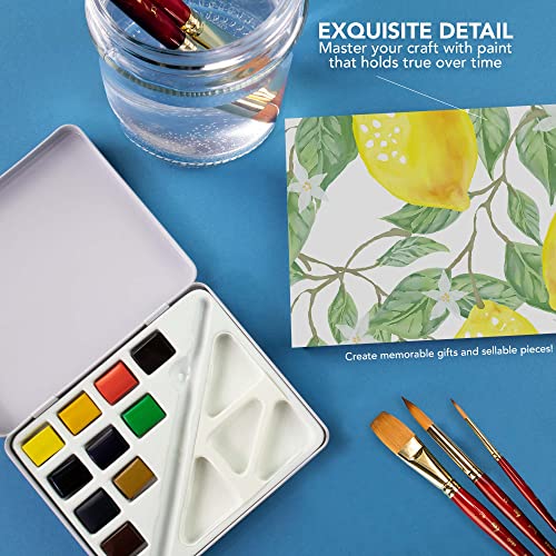 Daler-Rowney Mini Half Pan Travel Tin, 12 Piece Set, Colors May Vary - size: 12 Piece (Pack of 1), style: Tin Travel Set