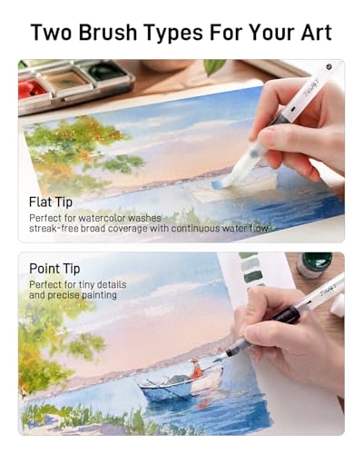JusArt Water Brush Pens 12-Pack Leak-Proof Refillable Watercolor Pens - color: 12 Pcs Black
