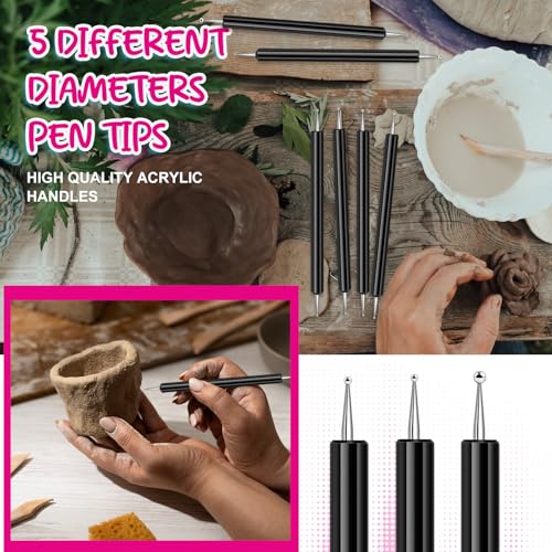 Ashmacdo 20 Pcs Dotting Tools for Painting,Ball Embossing Tool Tracing Stylus for Transfer Paper Drawing Nail Art - color: Black