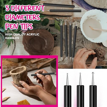 Ashmacdo 20 Pcs Dotting Tools for Painting,Ball Embossing Tool Tracing Stylus for Transfer Paper Drawing Nail Art - color: Black