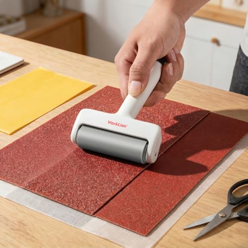 Brayer Roller & Mat Tweezers Remover Set: Worklion Brayer Compatible with Cricut/Brother Printmaking and Crafts Stamping, Plus Two functioned Tweezers Perfect for Fabric, Vinyl, Iron-On and Paper