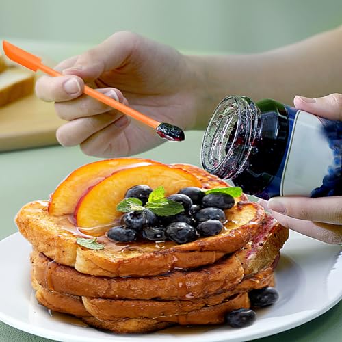 Silicone Spatula Set 6Pcs, Mini Jar Scraper for Makeup & Food | Mini spatulas reach every last drop in jars and bottles, reducing waste for food, cosmetics and personal care products. - color: Orange