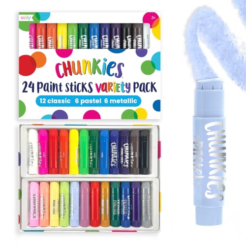 Ooly Chunkies Tempera Paint Sticks, Set of 24 - Classic, Pastel & Metallic - color: Classic, Pastel & Metallic Set