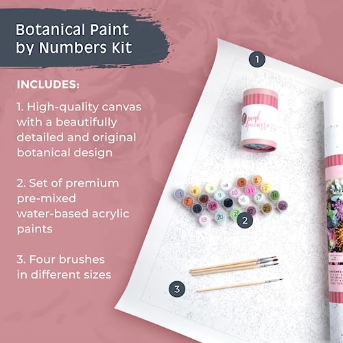 Pink Picasso Paint by Number Kit, for Adults & Teens,16x20, Pinch Me | Botanical Floral Collection, Acrylic Paints and Brushes included, Pre-printed high quality canvas, DIY art kit, Gift-ready - color: Pinch Me