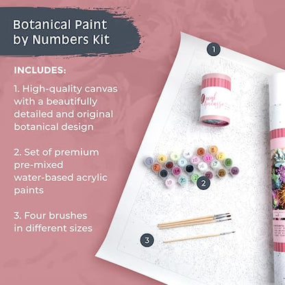 Pink Picasso Paint by Number Kit, for Adults & Teens,16x20, Pinch Me | Botanical Floral Collection, Acrylic Paints and Brushes included, Pre-printed high quality canvas, DIY art kit, Gift-ready - color: Pinch Me