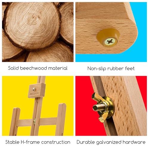 MEEDEN Large Wooden Tabletop H-Frame Easel, 38'' High, Solid Beech Wood Table Easel for Painting Canvas 22'' Max, Studio Desktop Art Easel Stand for Painting & Displaying,for Artists & Beginners
