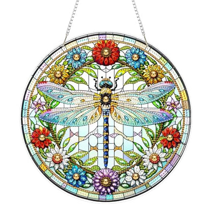 Eiflow Acrylic Diamond Art Hanging Kit for Adults, DIY Diamonds Painting Door Hanging Board Kit, Special Crystal Diamond Art Painting Pendant Ornament (Dragonfly) - color: Dragonfly