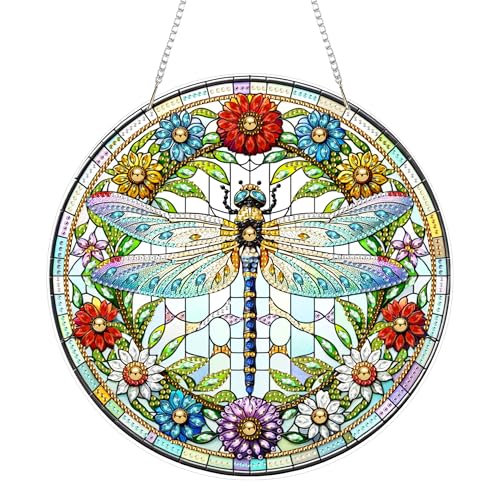 Eiflow Acrylic Diamond Art Hanging Kit for Adults, DIY Diamonds Painting Door Hanging Board Kit, Special Crystal Diamond Art Painting Pendant Ornament (Dragonfly) - color: Dragonfly