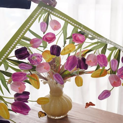 Clear Table Protector Cover Vinyl Tulip PVC Tablecloth, 52“x70” | Dining Room, Kitchen Meals, Tabletop Protection, Easy Cleanup, Brunch, Parties, Holiday Gatherings, Everyday Use - color: Tulip, size: 52" x 70" (Rectangular)