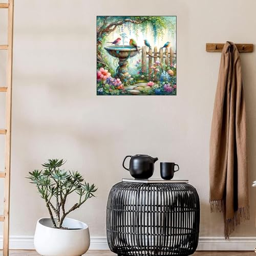 Diamond Art Kits for Adults,Garden Birds Diamond Painting Kits 14 x 14in | Diamond Painting Kit - Sparkling Full Drill Design Perfect for Home Decor, Holiday Gifting, And Relaxing Crafting 14x14inch - color: DP00546