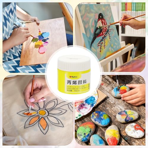 PATIKIL M&G Acrylic Paint, 3.38 Fl Oz(100ml) Matte Finish Rich Pigments Waterproof Art Painting Supplies for Fabric Canvas Wood Leather Stone Cloth, Lemon Yellow - color: Lemon Yellow
