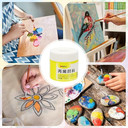 PATIKIL M&G Acrylic Paint, 3.38 Fl Oz(100ml) Matte Finish Rich Pigments Waterproof Art Painting Supplies for Fabric Canvas Wood Leather Stone Cloth, Lemon Yellow - color: Lemon Yellow