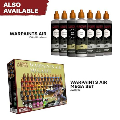 The Army Painter, Warpaints Air Most Wanted Paint Set, 22 x 18 ml | 19 Acrylic Airbrush Paints, incl. 2 Metallics, 1 Fluorescent, 1 Medium & 3 Speedpaints - For Models and Miniature Painting - color: Air Most Wanted Set