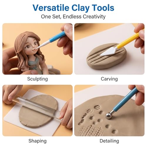 16PCS Clay Sculpting Tools Set with Roller & Storage Bag