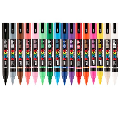 POSCA® PC-5BR Brush Tip Paint Markers, 16 Count Reversible Brush Set - size: 1 Count (Pack of 16), style: Brush Tip