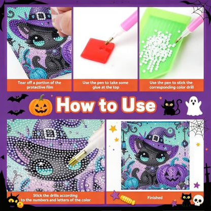 Cat Diamond Art Painting Kits for Kids with Frame Ages 4-8-12 (7x7 inch) - color: CC1207