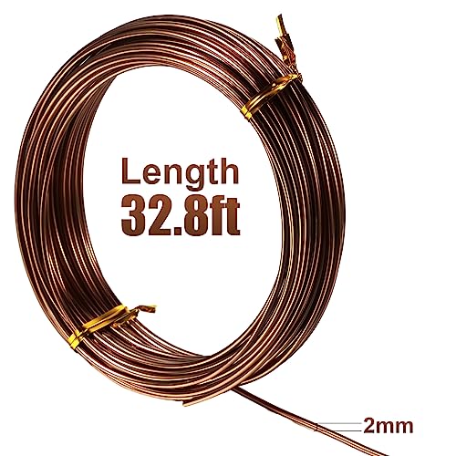 1 Roll Tecunite Aluminum Wire Craft Wire, 10 M X 2 mm, Coffee - color: Coffee, size: 10000 mm x 2 mm