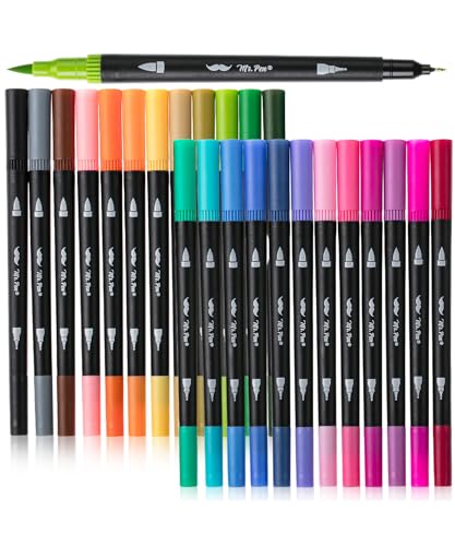 Mr. Pen- Dual Tip Brush Pens, 24 pcs, Assorted Color - color: Vibrant, size: 24 Pack