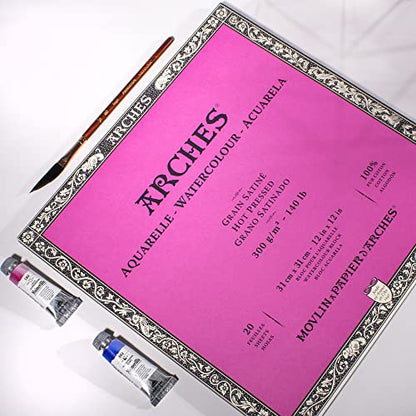 Arches Watercolor Paper Block, Hot Press, 12" x 12", 140 pound - size: 12"x12", style: Hot Press