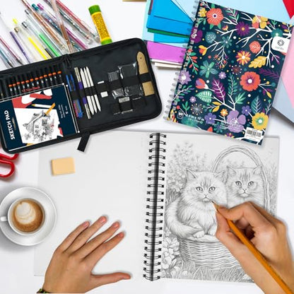 conda 8.5"x11" Sketch Book, 80 Sheets (68 lb/100gsm), Spiral Bound Artist Sketch Pad, Durable Acid Free Drawing Paper for Drawing Painting - color: Purple, size: 8.5"x11" 1 Pack